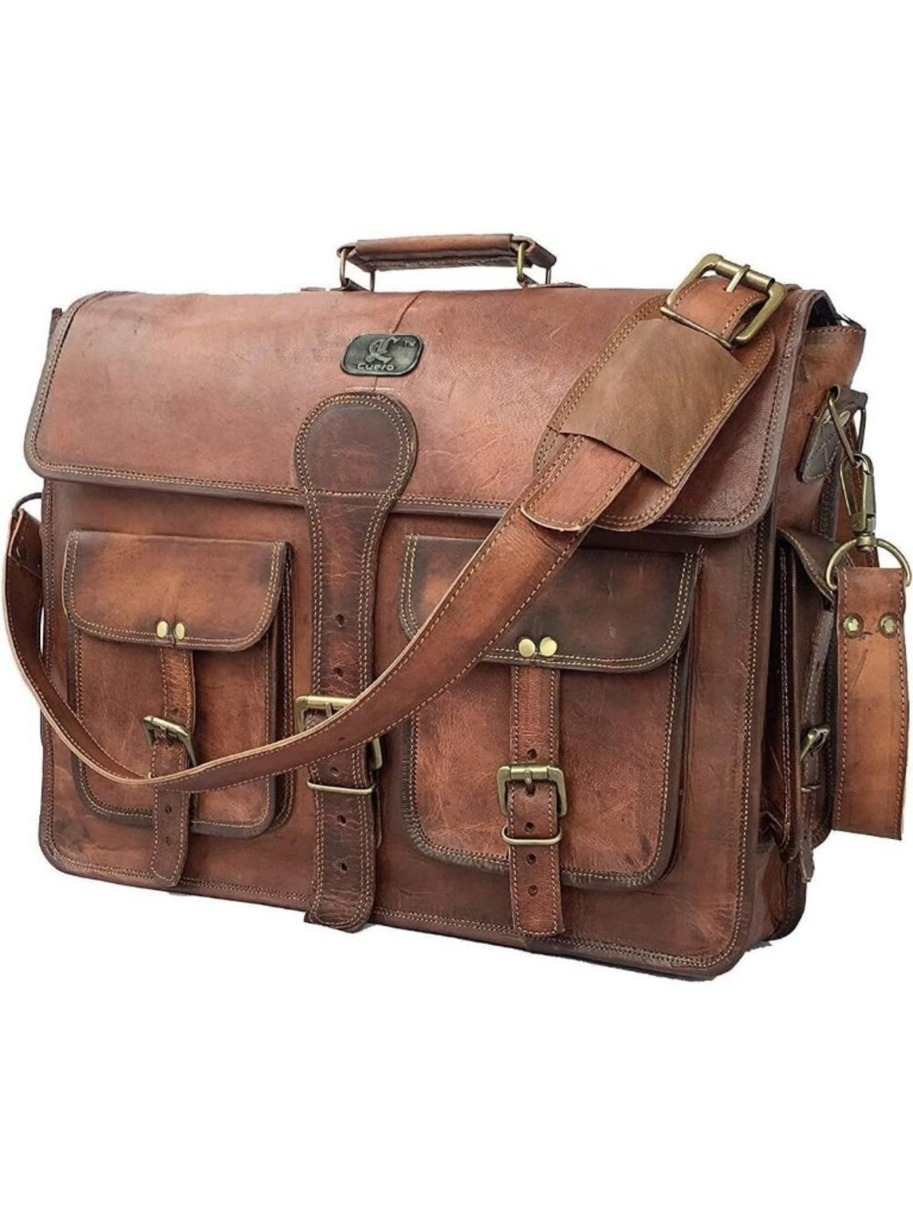 Handmade Leather Messenger Bag for Men | 18" Laptop Crossbody Satchel | Vintage